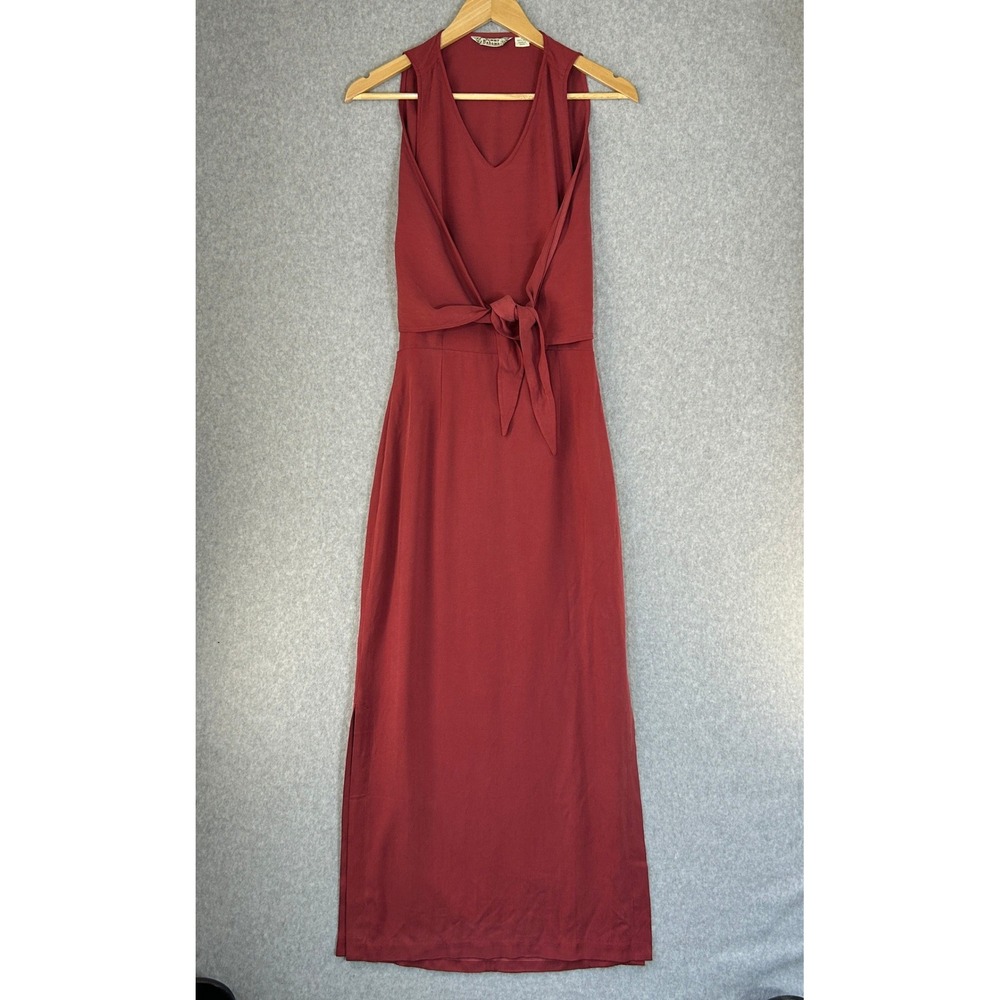 Tommy Bahama Womens Size 2 Red 100% Silk Wrap Tie Front Sleeveless Maxi Dress - Picture 1 of 16